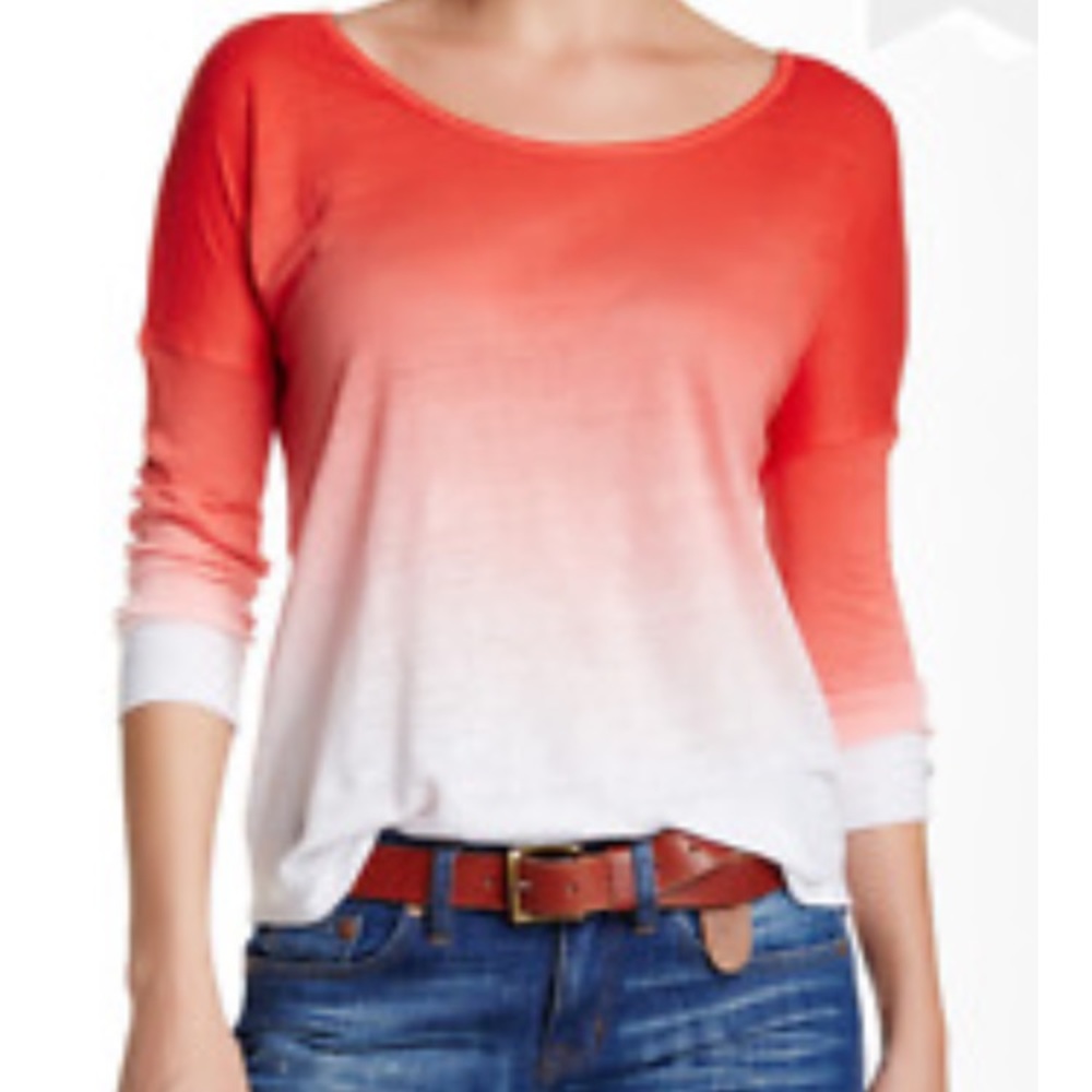 Velvet by Spencer & Graham Coral Ombré Linen Top